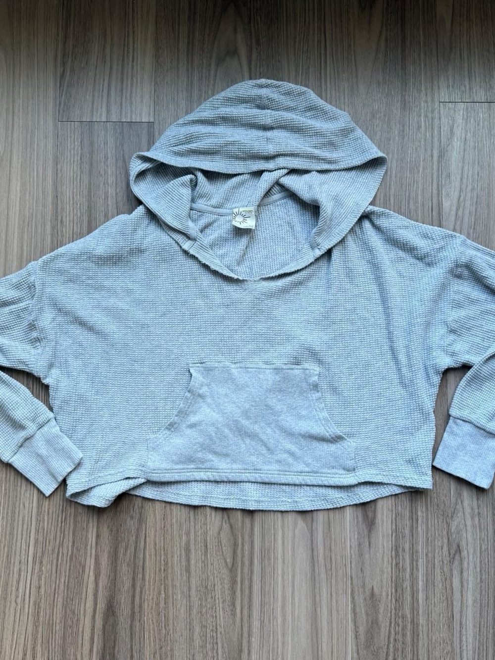 Aerie Offline Vneck Gray Waffle Hoodie